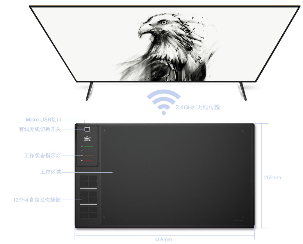 绘王新锐WH1409数位板，手绘板唯大独尊 唯快不破